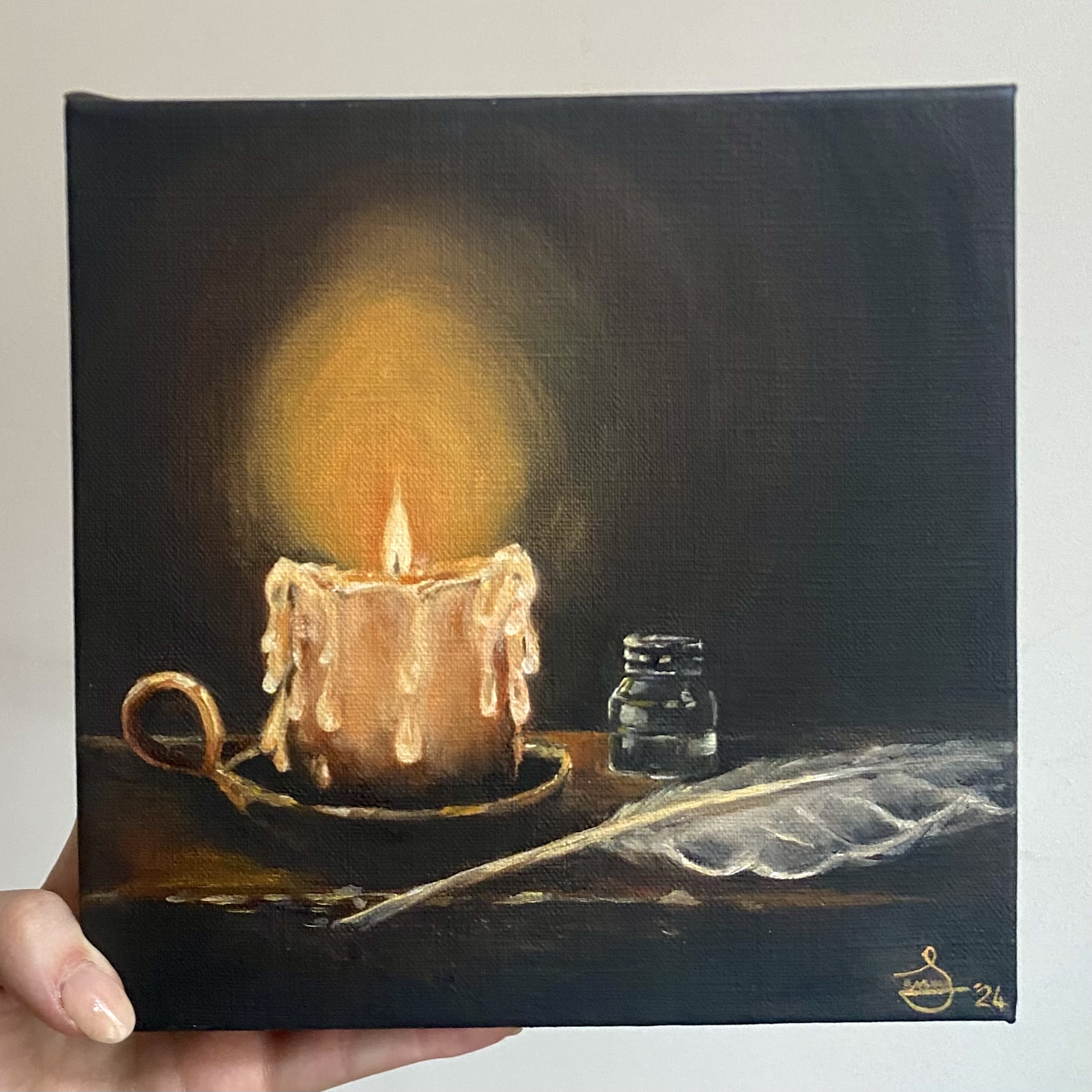 Commissioned painting of a wedding venue in soft neutral tones