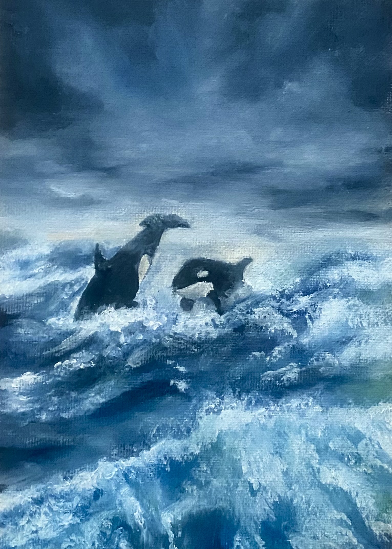 Orcas, Oil on canvas